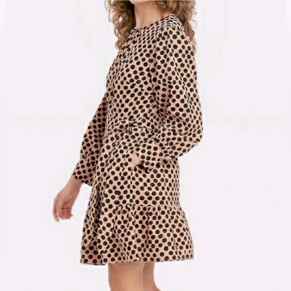 Who What Wear Polka Dot Dress in Black and Tan - Picture 1 of 6